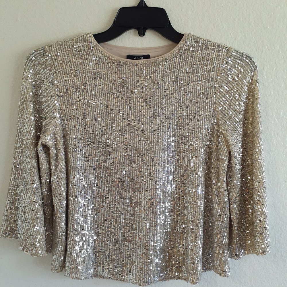 Alfani Women's Gold Sparkle Sequin Blouse